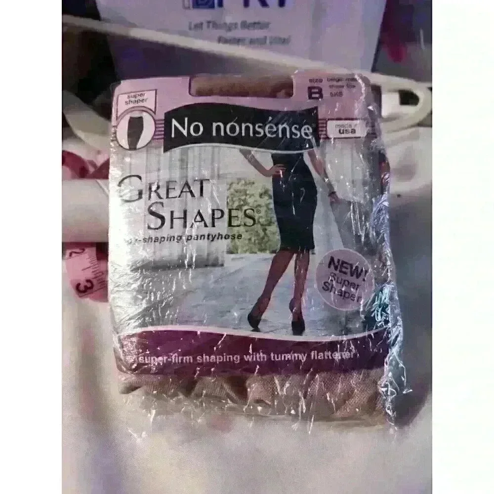 No Nonsense Great Shapes Body Shaping Pantyhose‎ Beige Mist Sheer Toe Sz B NOS